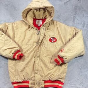 Very Rare Color Way Vintage 90’s SF 49ers Starter Parka Jacket Size Large Beige